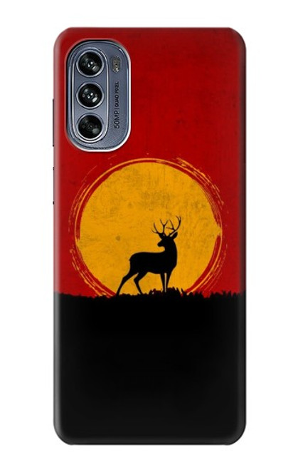 W3513 Deer Sunset Hülle Schutzhülle Taschen und Leder Flip für Motorola Moto G62 5G