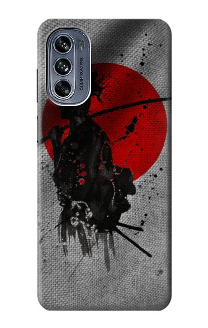 W3517 Japan Flag Samurai Hülle Schutzhülle Taschen und Leder Flip für Motorola Moto G62 5G