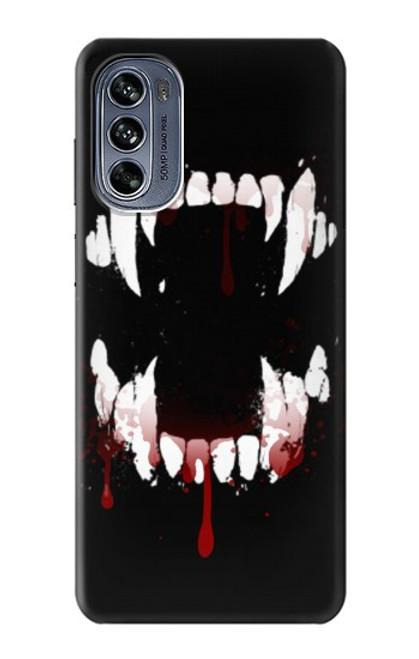 W3527 Vampire Teeth Bloodstain Hülle Schutzhülle Taschen und Leder Flip für Motorola Moto G62 5G