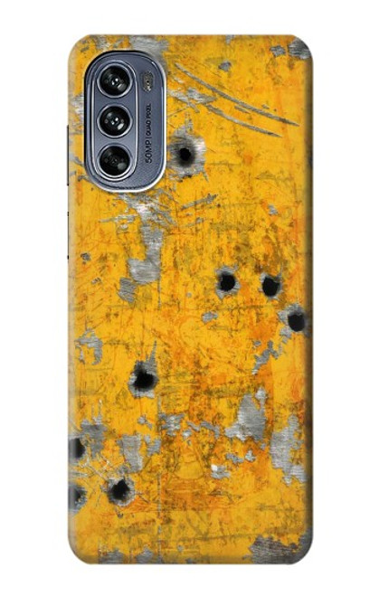 W3528 Bullet Rusting Yellow Metal Hülle Schutzhülle Taschen und Leder Flip für Motorola Moto G62 5G