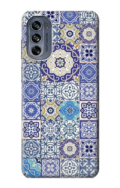 W3537 Moroccan Mosaic Pattern Hülle Schutzhülle Taschen und Leder Flip für Motorola Moto G62 5G