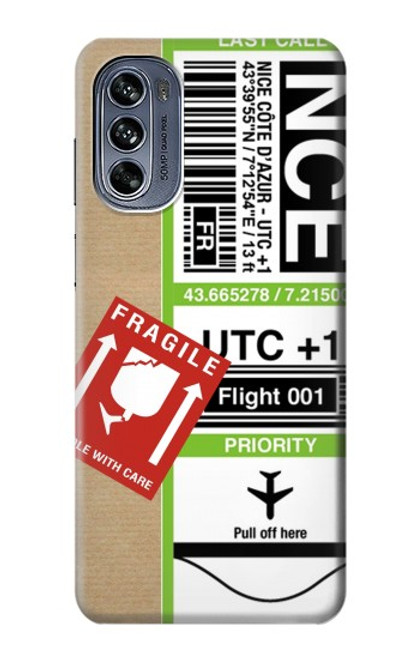 W3543 Luggage Tag Art Hülle Schutzhülle Taschen und Leder Flip für Motorola Moto G62 5G