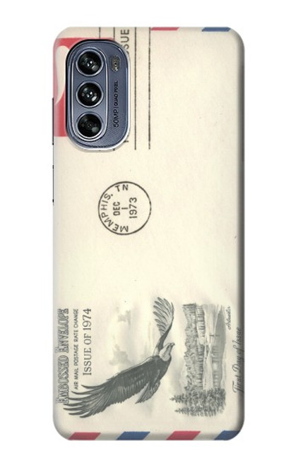 W3551 Vintage Airmail Envelope Art Hülle Schutzhülle Taschen und Leder Flip für Motorola Moto G62 5G