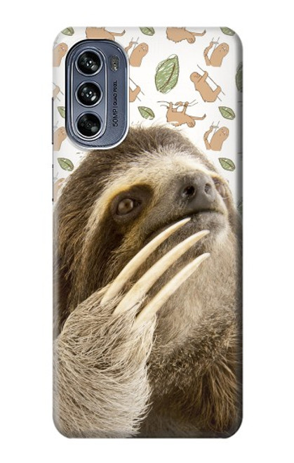 W3559 Sloth Pattern Hülle Schutzhülle Taschen und Leder Flip für Motorola Moto G62 5G