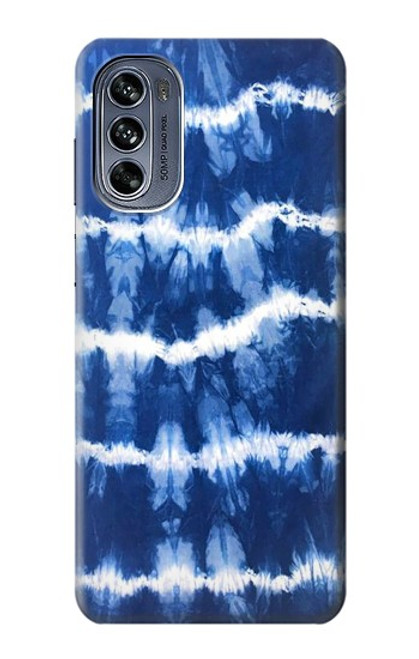 W3671 Blue Tie Dye Hülle Schutzhülle Taschen und Leder Flip für Motorola Moto G62 5G