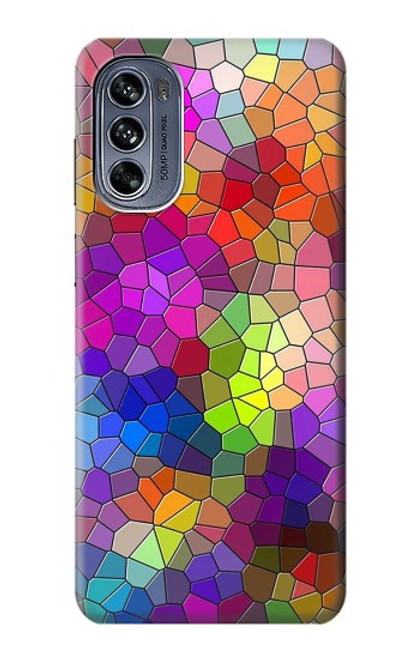 W3677 Colorful Brick Mosaics Hülle Schutzhülle Taschen und Leder Flip für Motorola Moto G62 5G