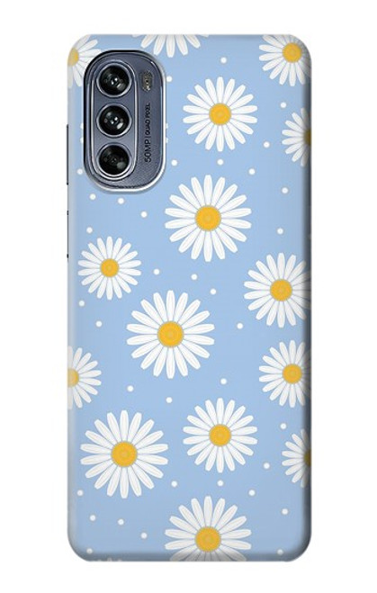 W3681 Daisy Flowers Pattern Hülle Schutzhülle Taschen und Leder Flip für Motorola Moto G62 5G