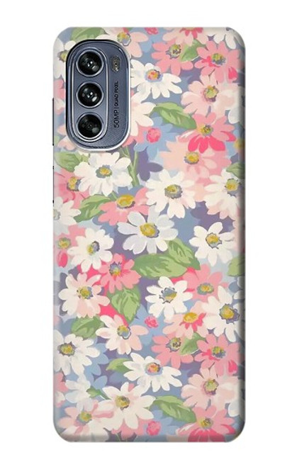 W3688 Floral Flower Art Pattern Hülle Schutzhülle Taschen und Leder Flip für Motorola Moto G62 5G