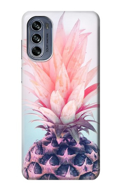 W3711 Pink Pineapple Hülle Schutzhülle Taschen und Leder Flip für Motorola Moto G62 5G