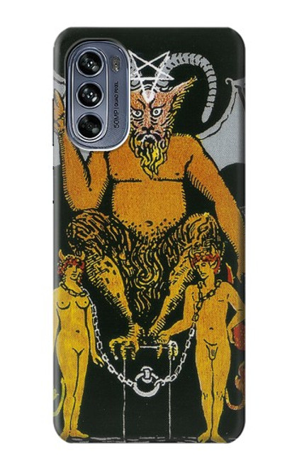 W3740 Tarot Card The Devil Hülle Schutzhülle Taschen und Leder Flip für Motorola Moto G62 5G
