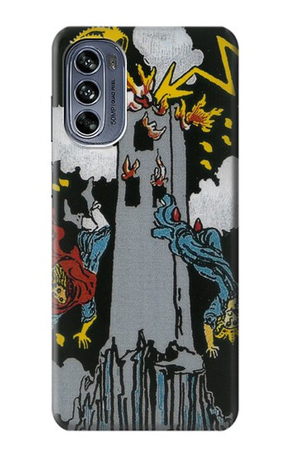 W3745 Tarot Card The Tower Hülle Schutzhülle Taschen und Leder Flip für Motorola Moto G62 5G