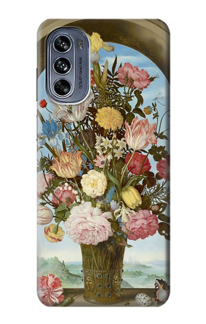 W3749 Vase of Flowers Hülle Schutzhülle Taschen und Leder Flip für Motorola Moto G62 5G