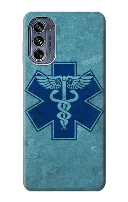 W3824 Caduceus Medical Symbol Hülle Schutzhülle Taschen und Leder Flip für Motorola Moto G62 5G