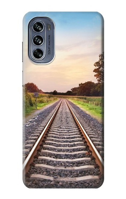 W3866 Railway Straight Train Track Hülle Schutzhülle Taschen und Leder Flip für Motorola Moto G62 5G