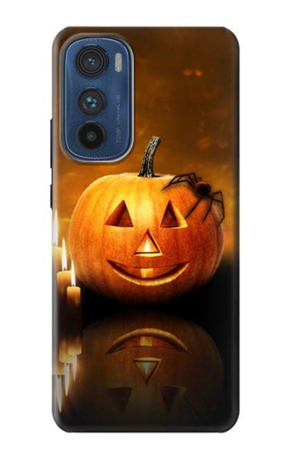 W1083 Pumpkin Spider Candles Halloween Hülle Schutzhülle Taschen und Leder Flip für Motorola Edge 30