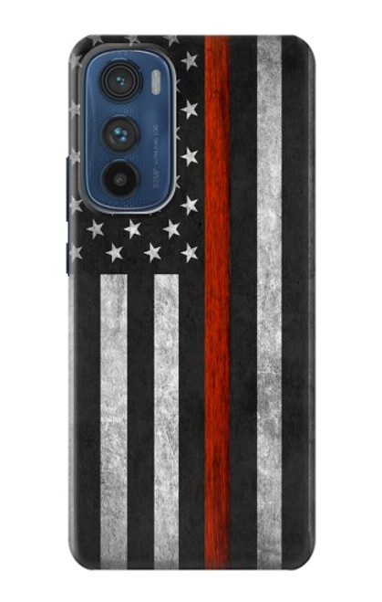 W3472 Firefighter Thin Red Line Flag Hülle Schutzhülle Taschen und Leder Flip für Motorola Edge 30