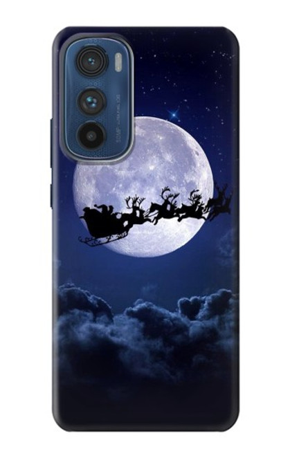 W3508 Xmas Santa Moon Hülle Schutzhülle Taschen und Leder Flip für Motorola Edge 30