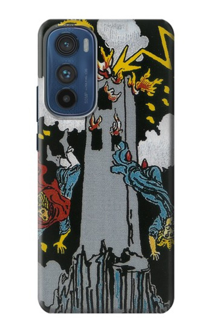 W3745 Tarot Card The Tower Hülle Schutzhülle Taschen und Leder Flip für Motorola Edge 30