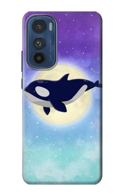 W3807 Killer Whale Orca Moon Pastel Fantasy Hülle Schutzhülle Taschen und Leder Flip für Motorola Edge 30