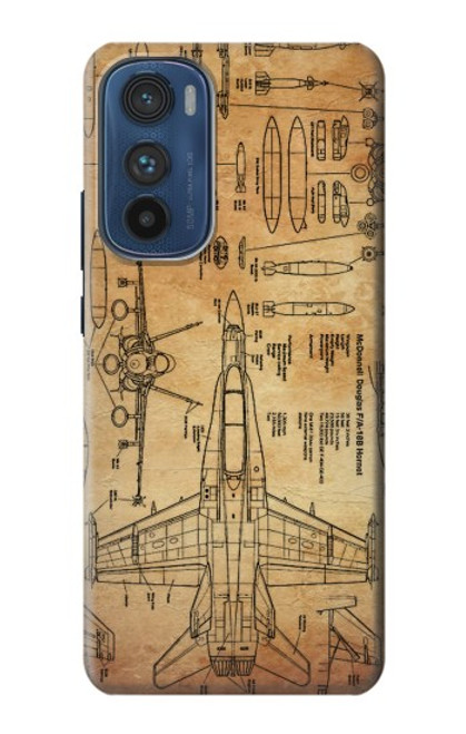 W3868 Aircraft Blueprint Old Paper Hülle Schutzhülle Taschen und Leder Flip für Motorola Edge 30