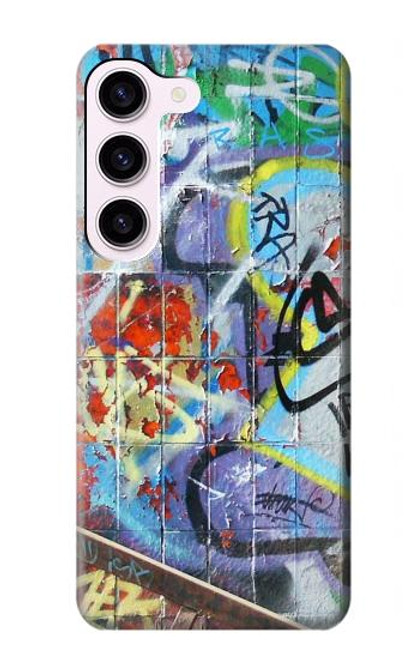 W0588 Wall Graffiti Hülle Schutzhülle Taschen und Leder Flip für Samsung Galaxy S23