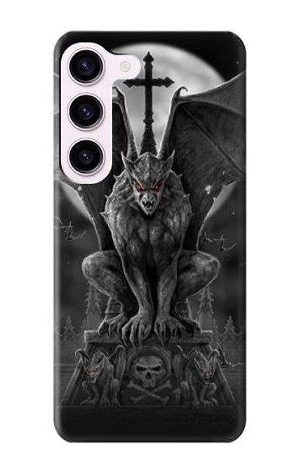 W0850 Gargoyle Devil Demon Hülle Schutzhülle Taschen und Leder Flip für Samsung Galaxy S23