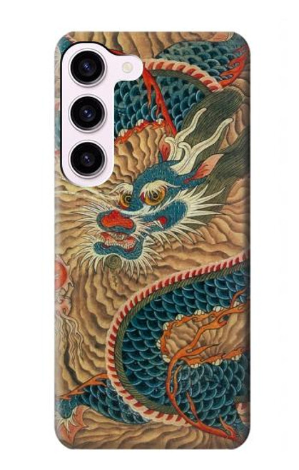 W3541 Dragon Cloud Painting Hülle Schutzhülle Taschen und Leder Flip für Samsung Galaxy S23