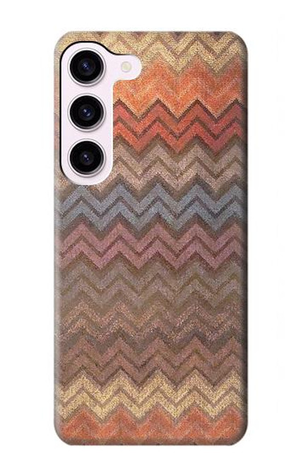 W3752 Zigzag Fabric Pattern Graphic Printed Hülle Schutzhülle Taschen und Leder Flip für Samsung Galaxy S23