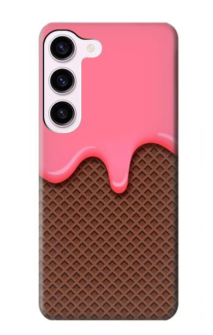 W3754 Strawberry Ice Cream Cone Hülle Schutzhülle Taschen und Leder Flip für Samsung Galaxy S23