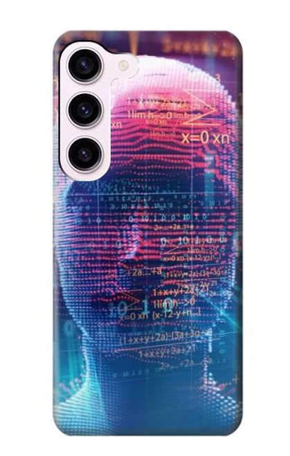 W3800 Digital Human Face Hülle Schutzhülle Taschen und Leder Flip für Samsung Galaxy S23