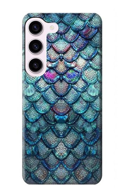 W3809 Mermaid Fish Scale Hülle Schutzhülle Taschen und Leder Flip für Samsung Galaxy S23