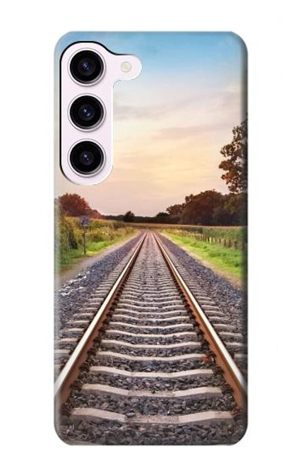 W3866 Railway Straight Train Track Hülle Schutzhülle Taschen und Leder Flip für Samsung Galaxy S23