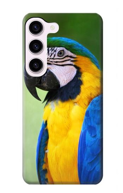 W3888 Macaw Face Bird Hülle Schutzhülle Taschen und Leder Flip für Samsung Galaxy S23