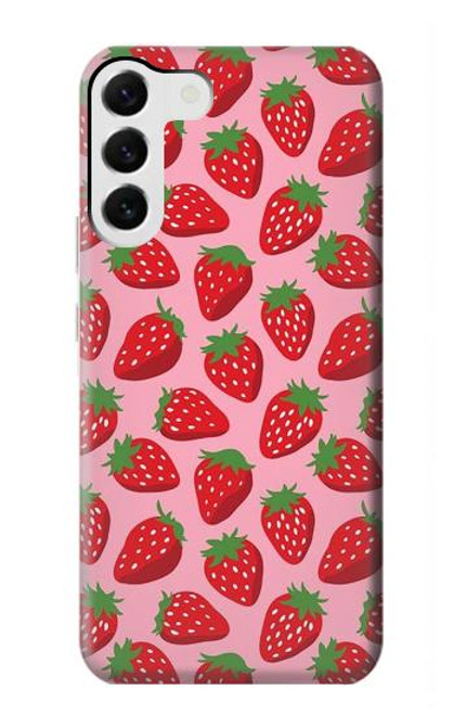 W3719 Strawberry Pattern Hülle Schutzhülle Taschen und Leder Flip für Samsung Galaxy S23 Plus