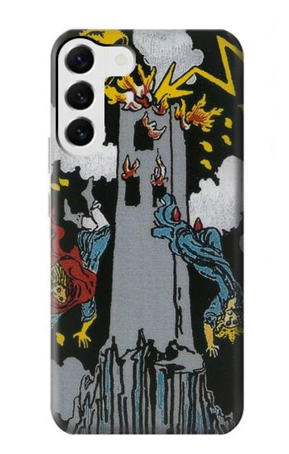W3745 Tarot Card The Tower Hülle Schutzhülle Taschen und Leder Flip für Samsung Galaxy S23 Plus