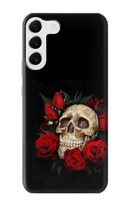 W3753 Dark Gothic Goth Skull Roses Hülle Schutzhülle Taschen und Leder Flip für Samsung Galaxy S23 Plus