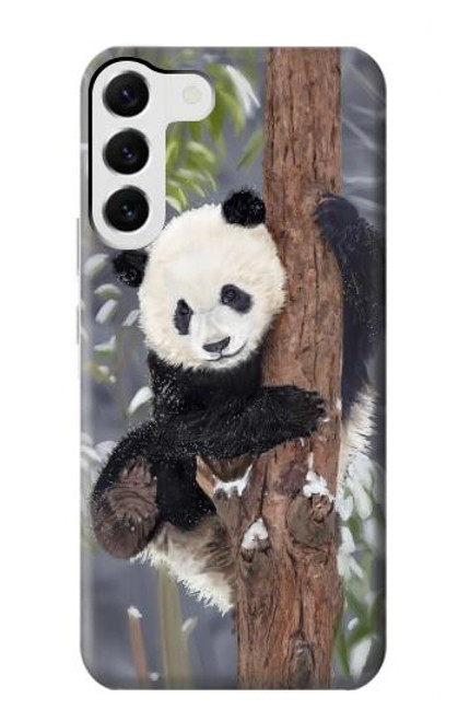 W3793 Cute Baby Panda Snow Painting Hülle Schutzhülle Taschen und Leder Flip für Samsung Galaxy S23 Plus