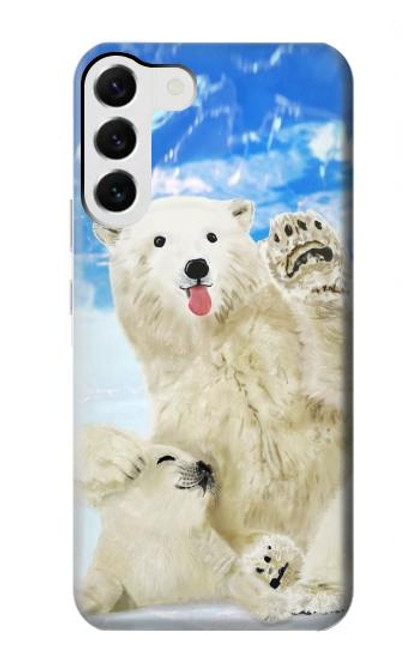W3794 Arctic Polar Bear and Seal Paint Hülle Schutzhülle Taschen und Leder Flip für Samsung Galaxy S23 Plus