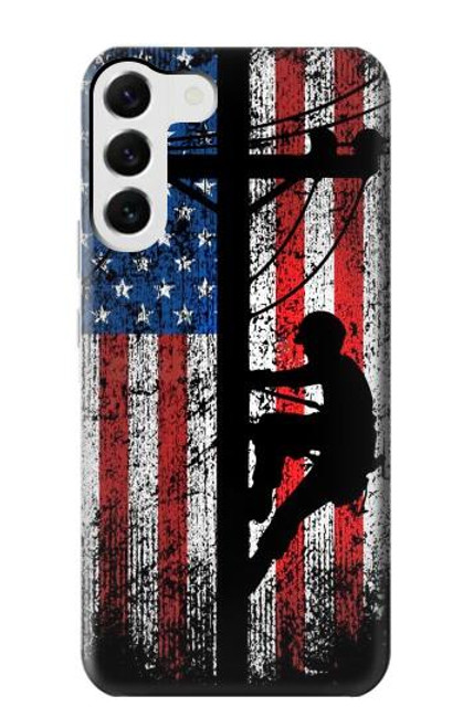 W3803 Electrician Lineman American Flag Hülle Schutzhülle Taschen und Leder Flip für Samsung Galaxy S23 Plus