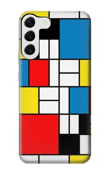 W3814 Piet Mondrian Line Art Composition Hülle Schutzhülle Taschen und Leder Flip für Samsung Galaxy S23 Plus