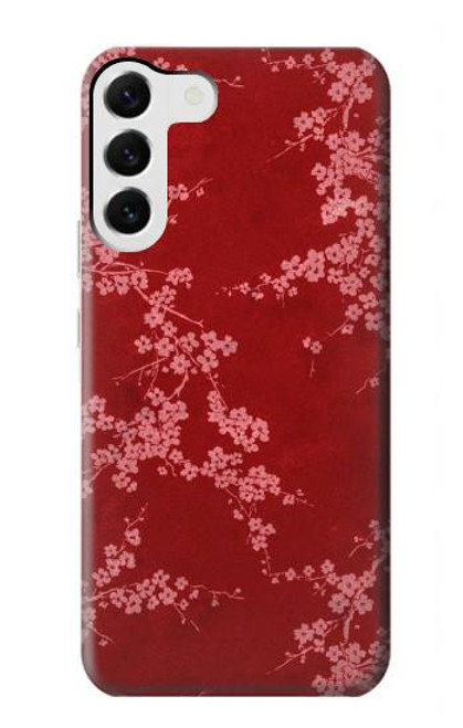 W3817 Red Floral Cherry blossom Pattern Hülle Schutzhülle Taschen und Leder Flip für Samsung Galaxy S23 Plus