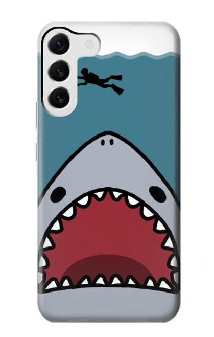 W3825 Cartoon Shark Sea Diving Hülle Schutzhülle Taschen und Leder Flip für Samsung Galaxy S23 Plus