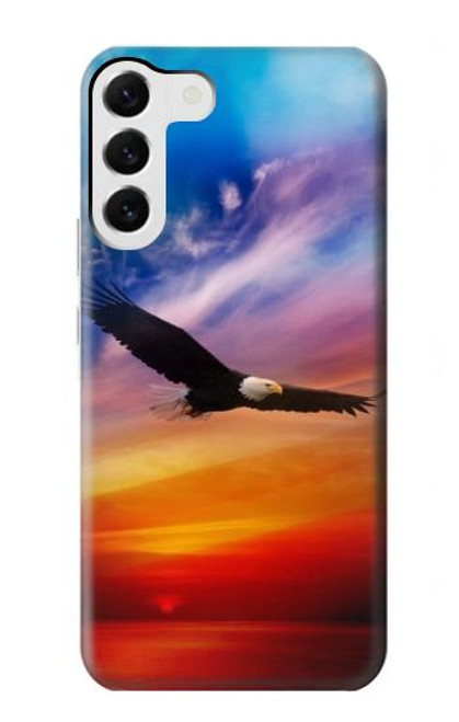 W3841 Bald Eagle Flying Colorful Sky Hülle Schutzhülle Taschen und Leder Flip für Samsung Galaxy S23 Plus