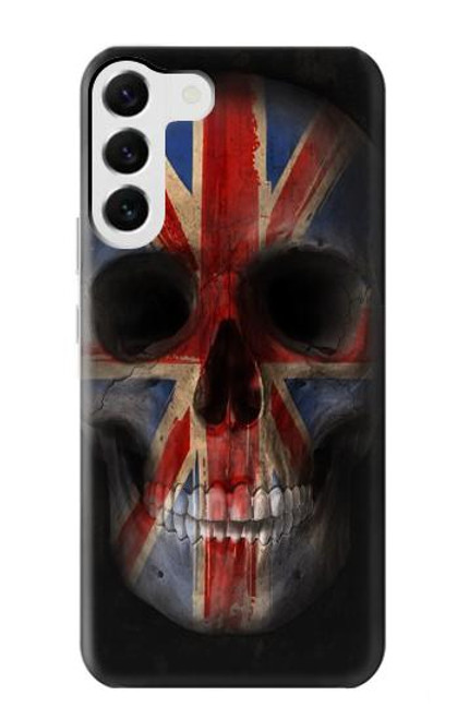 W3848 United Kingdom Flag Skull Hülle Schutzhülle Taschen und Leder Flip für Samsung Galaxy S23 Plus