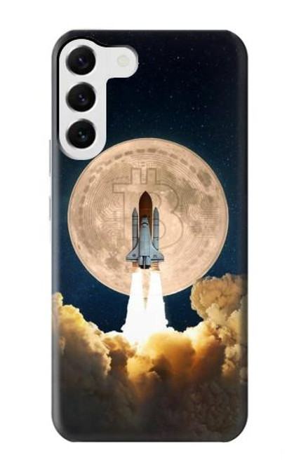 W3859 Bitcoin to the Moon Hülle Schutzhülle Taschen und Leder Flip für Samsung Galaxy S23 Plus