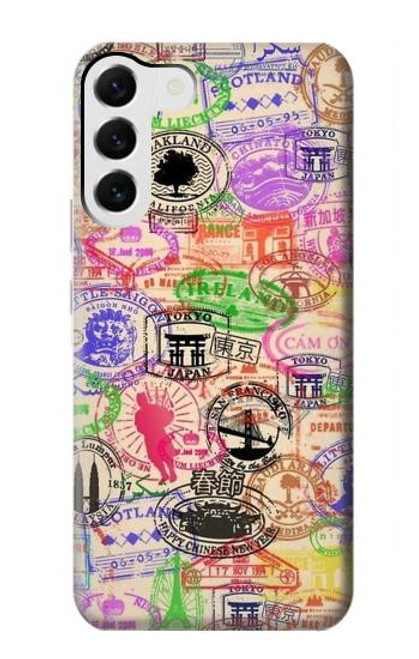 W3904 Travel Stamps Hülle Schutzhülle Taschen und Leder Flip für Samsung Galaxy S23 Plus