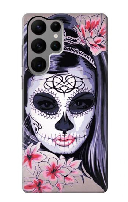 W3821 Sugar Skull Steam Punk Girl Gothic Hülle Schutzhülle Taschen und Leder Flip für Samsung Galaxy S23 Ultra