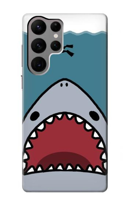 W3825 Cartoon Shark Sea Diving Hülle Schutzhülle Taschen und Leder Flip für Samsung Galaxy S23 Ultra