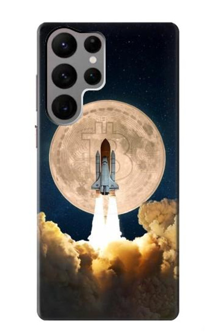 W3859 Bitcoin to the Moon Hülle Schutzhülle Taschen und Leder Flip für Samsung Galaxy S23 Ultra