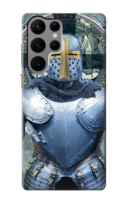 W3864 Medieval Templar Heavy Armor Knight Hülle Schutzhülle Taschen und Leder Flip für Samsung Galaxy S23 Ultra